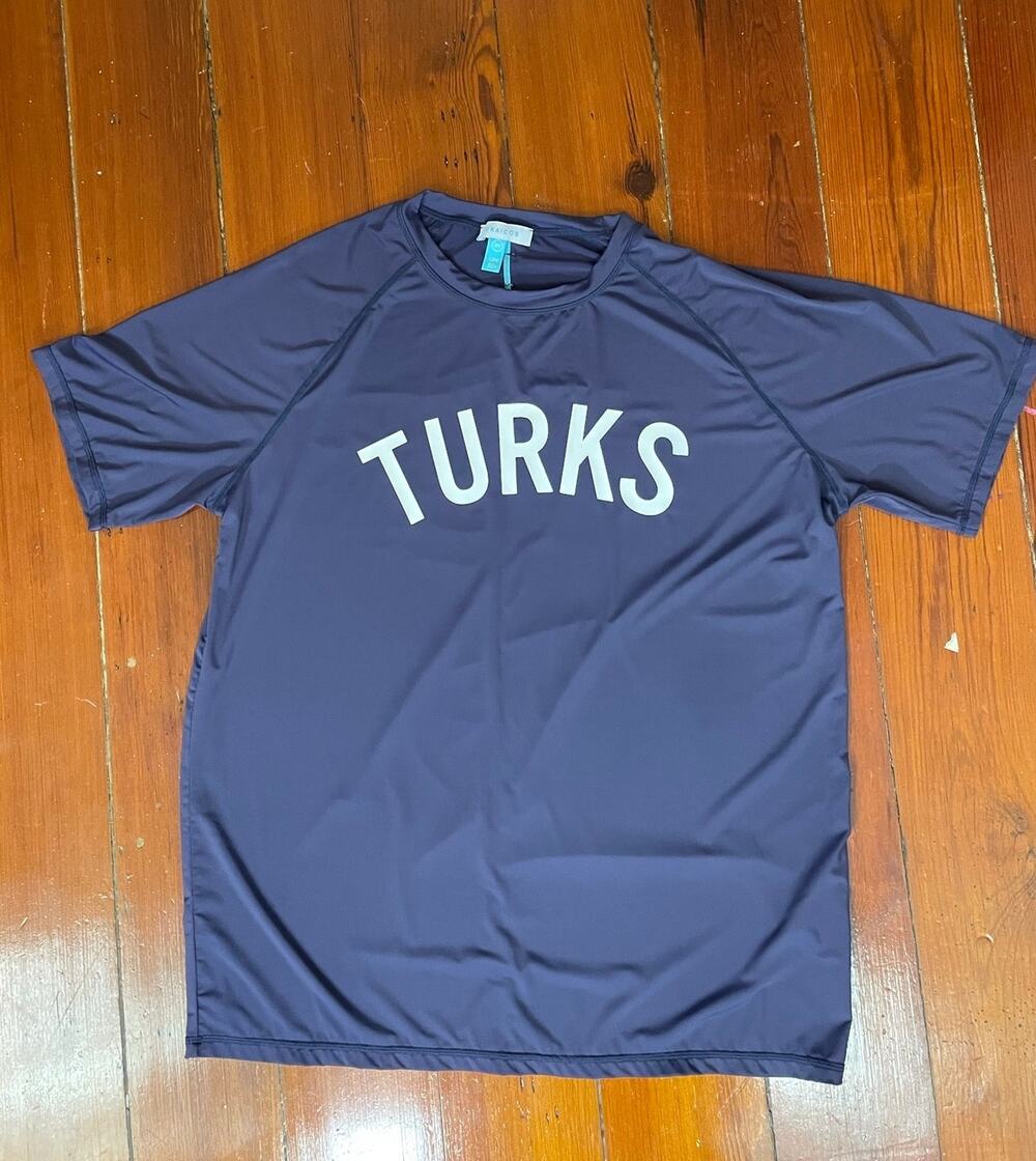 Okaicos Turks Sun Shirt UPF 50 Navy Performance Rash Guard Men's Medium